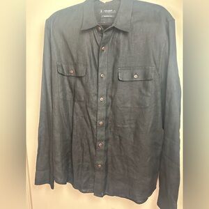 Lucky Brand Classic Fit Black 100%Linen Button Down Lightweight Men’s Top NWOT L